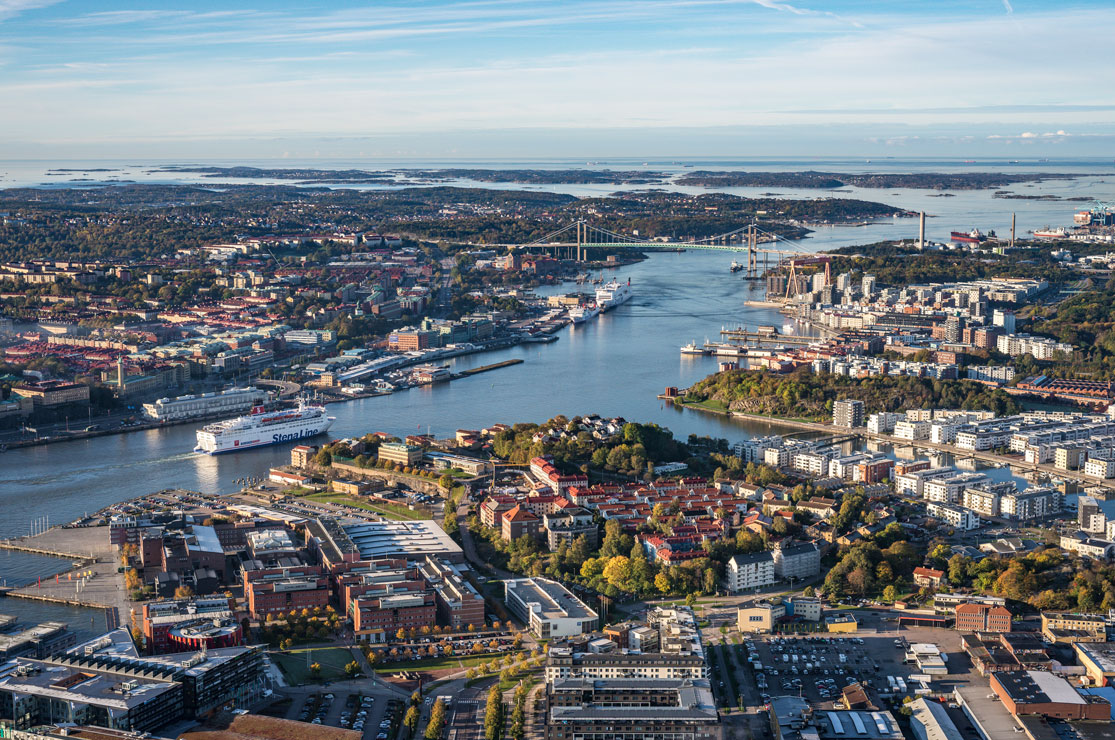 Vy över Göteborg och Göta älv